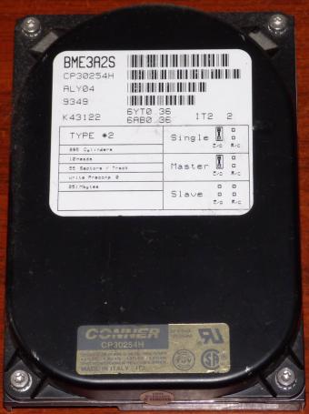 Conner CP30254H IDE 250MB HDD 1992